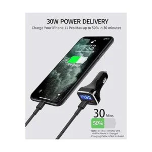 Adaptador USB C de cargador de coche con pantalla de_2