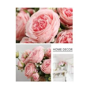 ASTRYAS Flores artificiales 3 piezas de flores de peonía_3