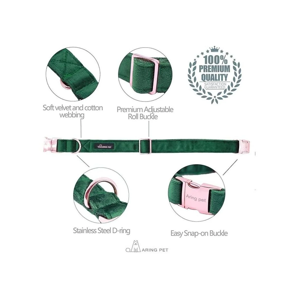 ARING PET Collares de perro con lazo de terciopelo para_2
