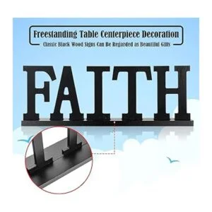 Letrero de madera con texto en inglés Love Faith Hope_6