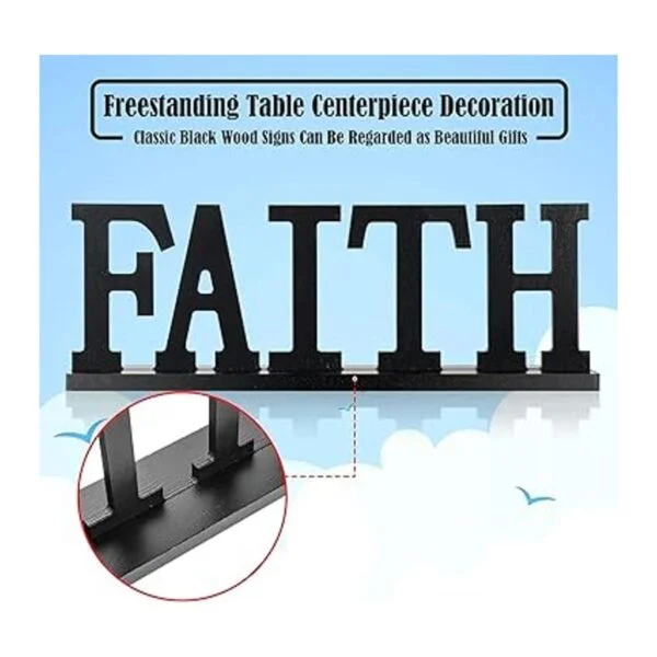 Letrero de madera con texto en inglés Love Faith Hope_6