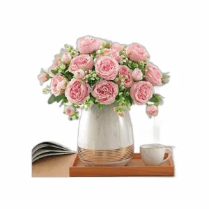 ASTRYAS Flores artificiales 3 piezas de flores de peonía_1