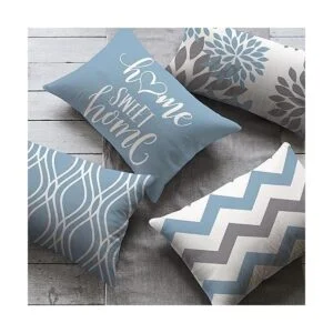 Hexagram Juego de 4 fundas de almohada geométricas azules_7