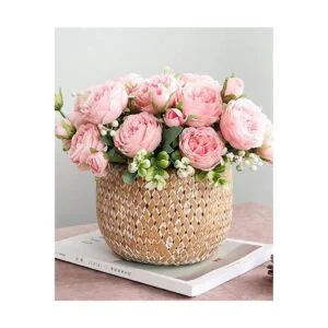 ASTRYAS Flores artificiales 3 piezas de flores de peonía_5