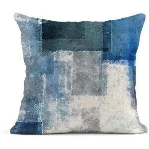 Emvency Juego de 4 fundas de almohada de color azul y gris_4