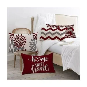 Hexagram Juego de 4 fundas de almohada geométricas azules_6