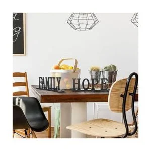 Letrero de madera con texto en inglés Love Faith Hope_7