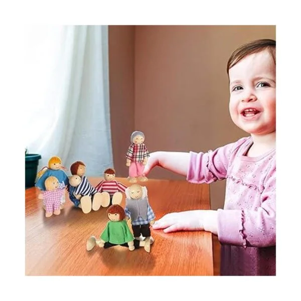 Casa de muñecas de madera para personas de 8 figuras_5