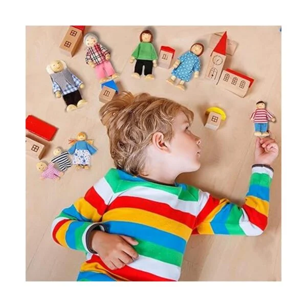 Casa de muñecas de madera para personas de 8 figuras_6