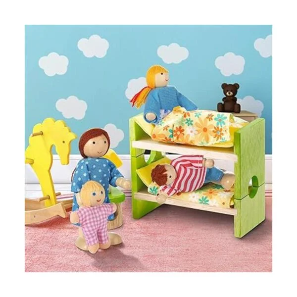 Casa de muñecas de madera para personas de 8 figuras_4