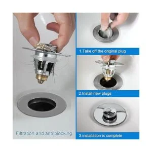 Tapón de lavabo de baño mejorado filtro de drenaje_3