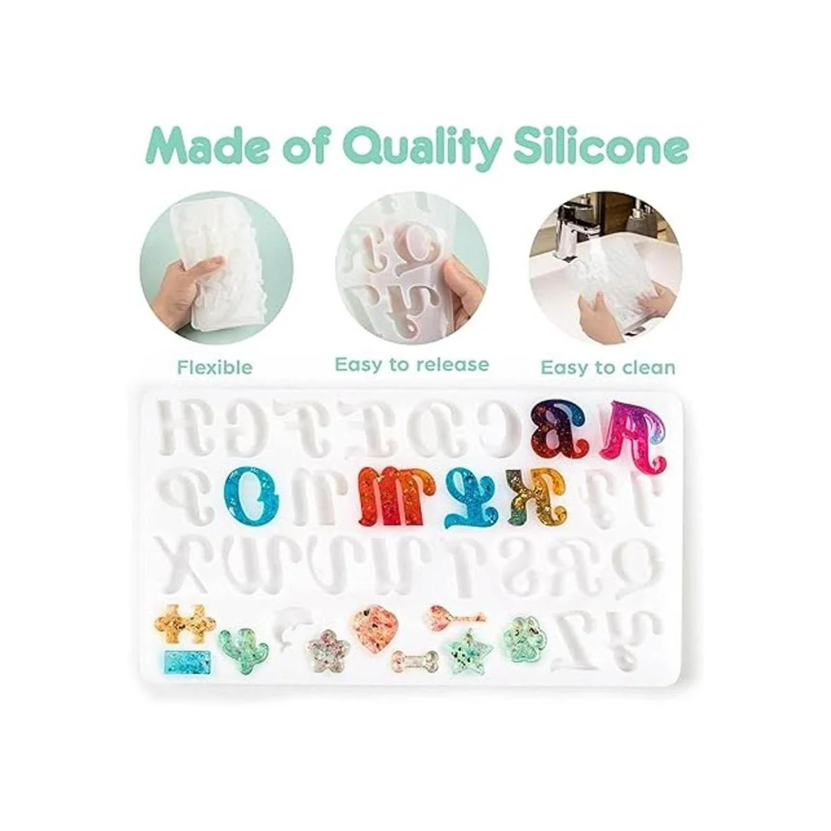 Mocoosy Juego de 182 moldes de resina del alfabeto de_3
