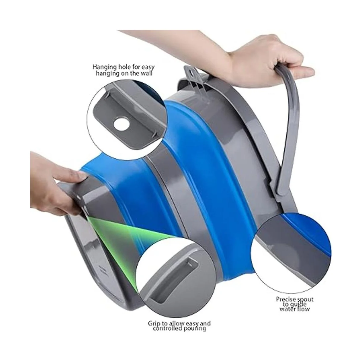 Paquete de 2 cubos de plástico plegables con 1.32 galones_3