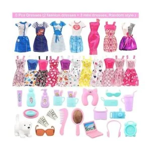 BARWA 32 piezas de equipaje de muñeca ropa de viaje y_4