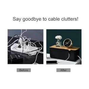 Changsuo Caja de gestión de cables con tapa de bambú caja_2