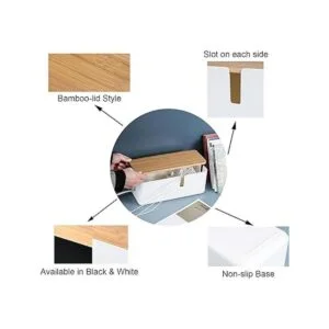 Changsuo Caja de gestión de cables con tapa de bambú caja_6