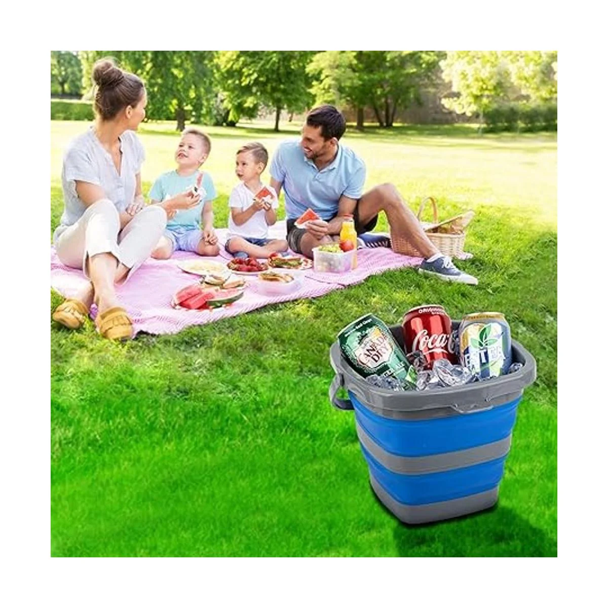 Paquete de 2 cubos de plástico plegables con 1.32 galones_7