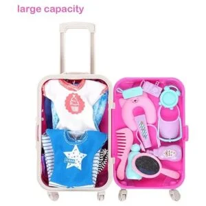 BARWA 32 piezas de equipaje de muñeca ropa de viaje y_7