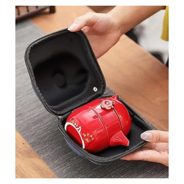 Juego de tazas de té de cerámica portátil juego de tetera_2