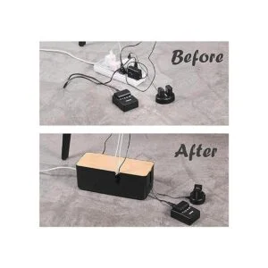 Changsuo Caja de gestión de cables con tapa de bambú caja_3