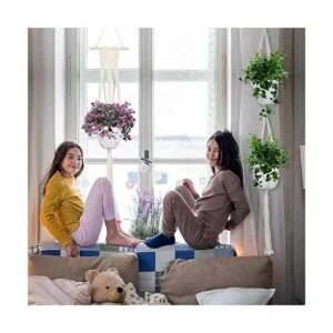 Macramé Colgador de plantas para colgar en interiores y_6