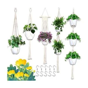 Macramé Colgador de plantas para colgar en interiores y_1
