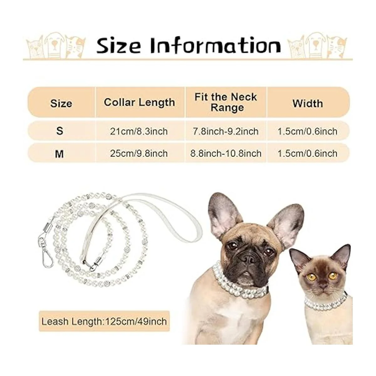 Juego de 2 collares de perlas artificiales para perros 2_3