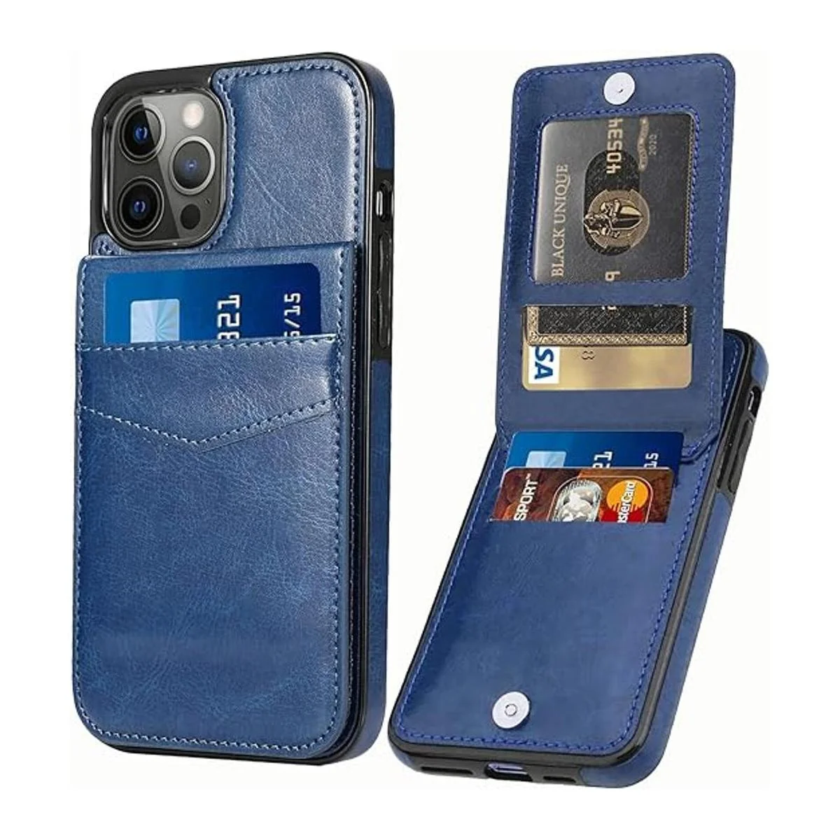 Seabaras Funda tipo cartera de cuero para iPhone 12 y_1