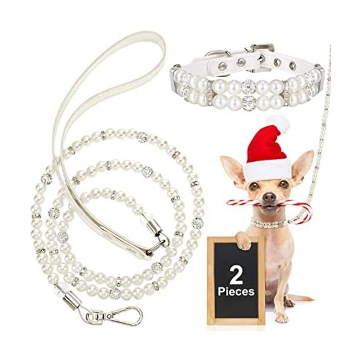 Juego de 2 collares de perlas artificiales para perros 2_1