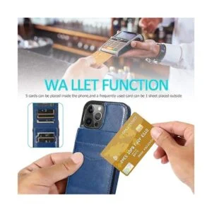 Seabaras Funda tipo cartera de cuero para iPhone 12 y_3