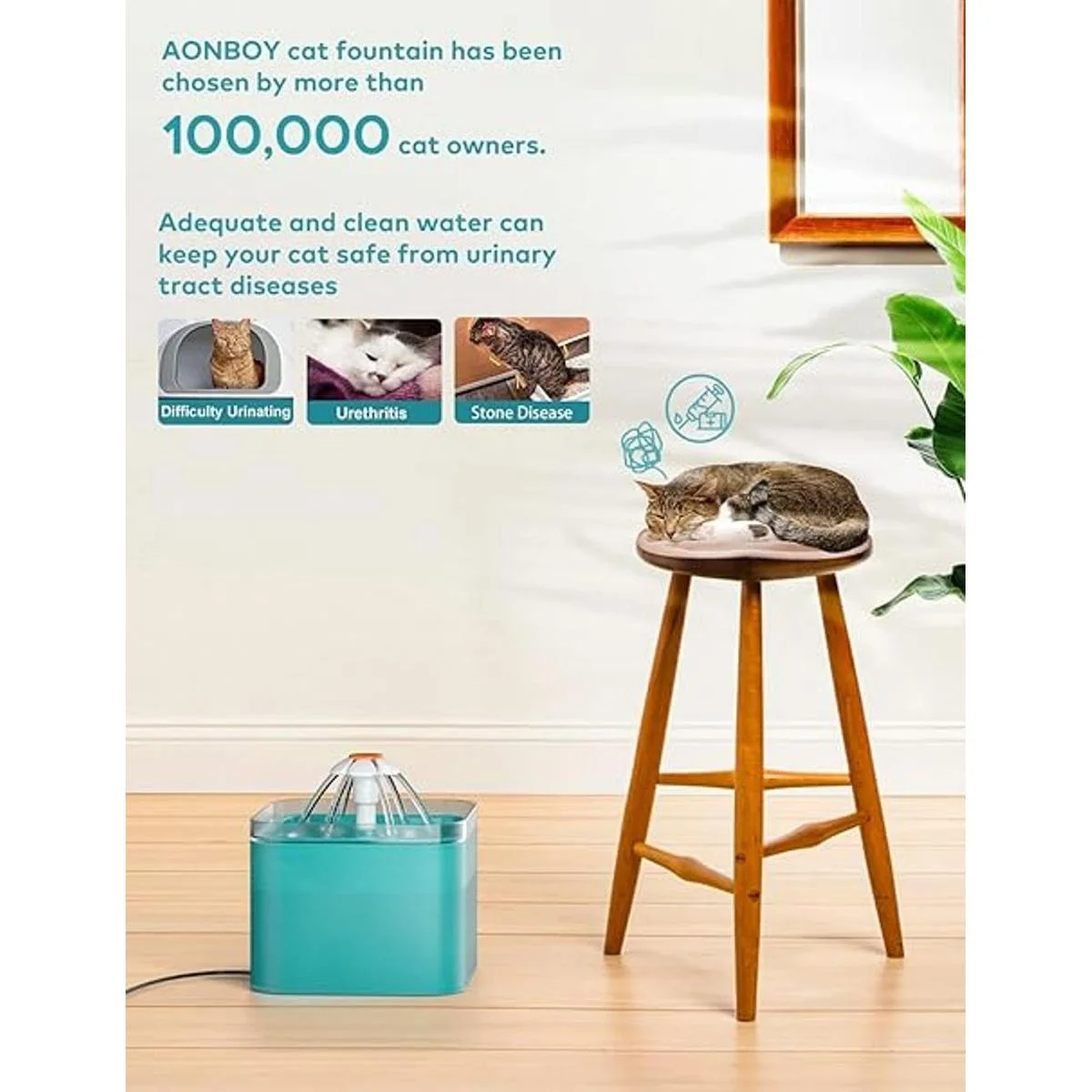 AONBOY Fuente de agua para gatos fuente ultra silenciosa_3