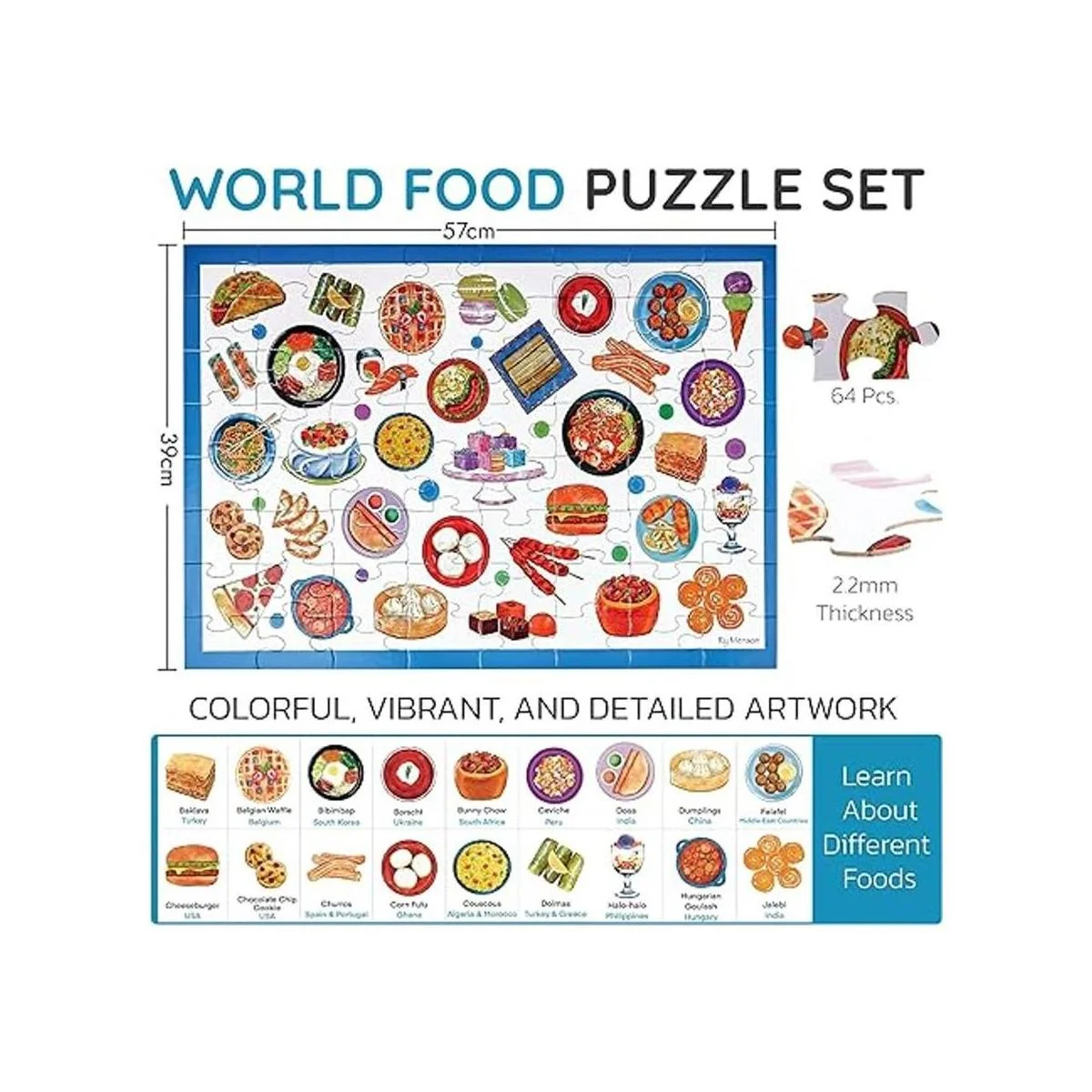 COGNISPRINGS Rompecabezas de comida mundial para niños de_2