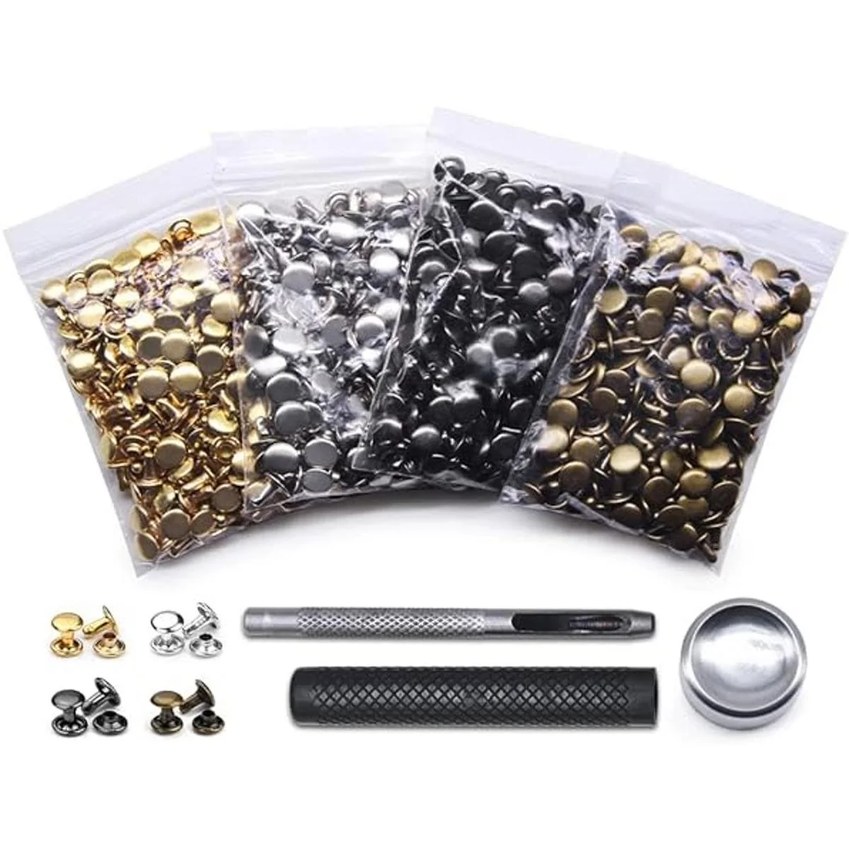 400 juegos de remaches de cuero remache tubular de doble_2