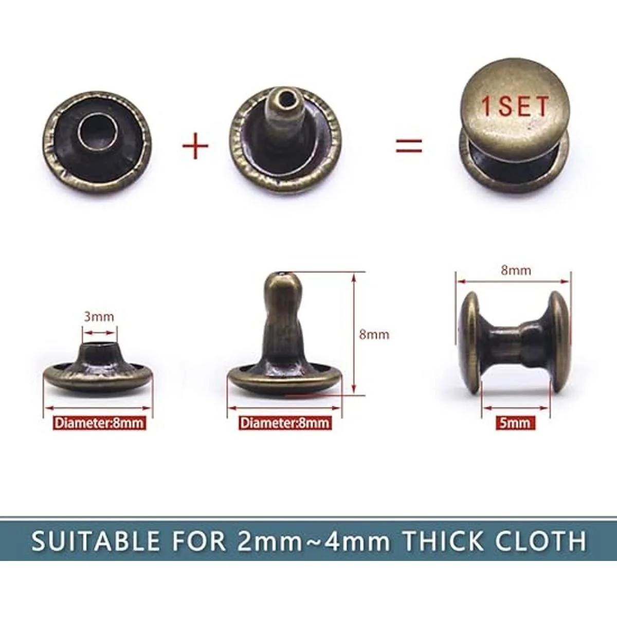 400 juegos de remaches de cuero remache tubular de doble_3