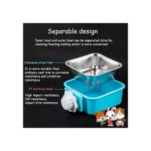 kathson 3 PCS Crate Dog Bowl Hanging Cage Food Bowl_3