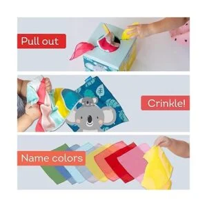 Taf Toys Caja de pañuelos sensoriales arrugados para niños_3