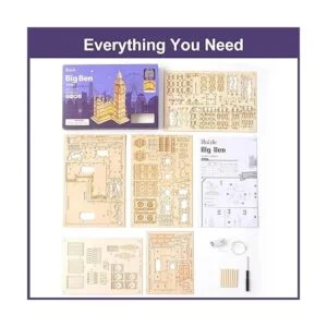 Rolife Rompecabezas de madera 3D para adultos Big Ben con_5