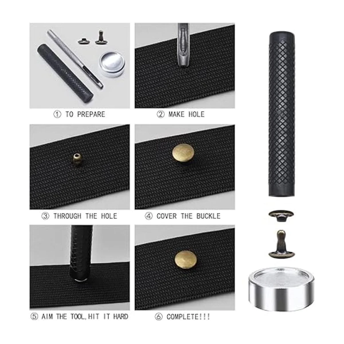 400 juegos de remaches de cuero remache tubular de doble_5