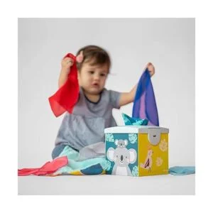 Taf Toys Caja de pañuelos sensoriales arrugados para niños_2