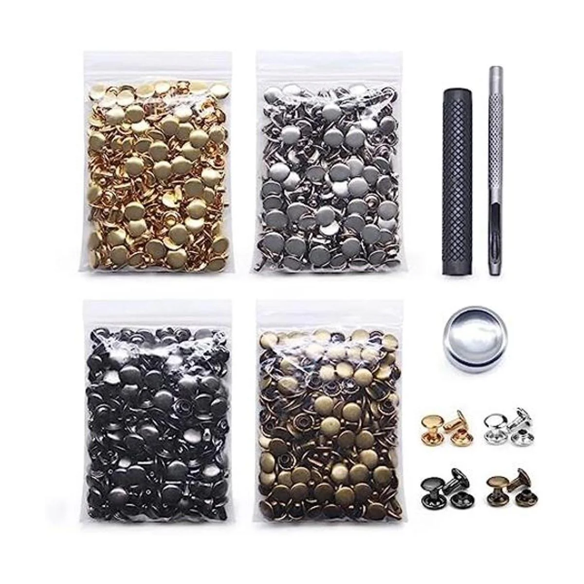 400 juegos de remaches de cuero remache tubular de doble_1