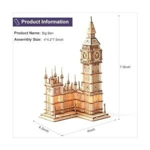 Rolife Rompecabezas de madera 3D para adultos Big Ben con_6