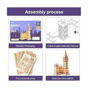 Rolife Rompecabezas de madera 3D para adultos Big Ben con_4