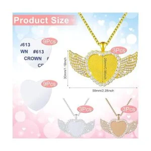 9 piezas de collar en blanco de sublimación con cadena en_2