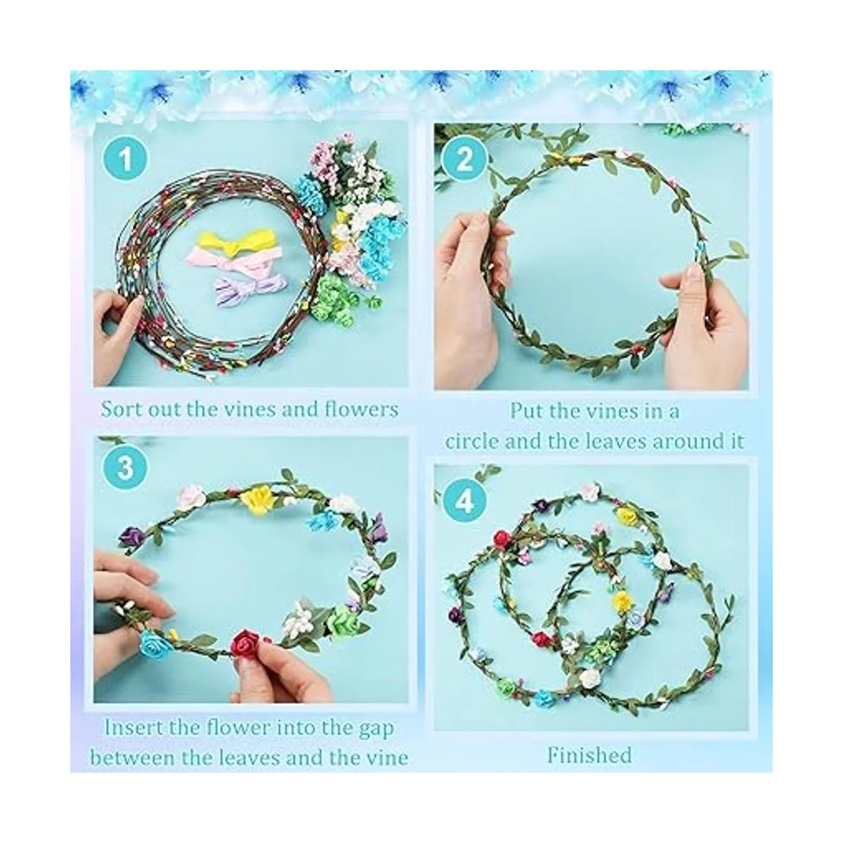 Kit de fabricación de coronas de flores 168 piezas hacer_4
