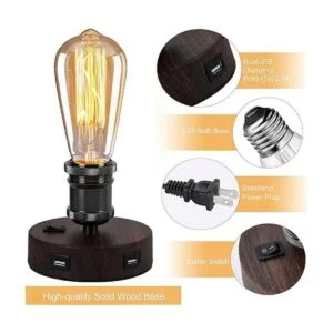 Lámpara de mesa USB con 2 puertos USB pequeña lámpara de_2