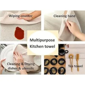 Aneway Toallas de cocina 100 algodón tejido gofre toalla_5