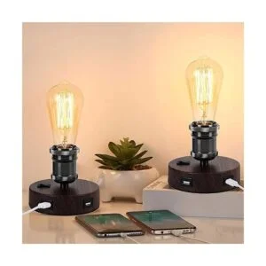 Lámpara de mesa USB con 2 puertos USB pequeña lámpara de_3