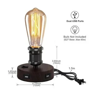 Lámpara de mesa USB con 2 puertos USB pequeña lámpara de_4