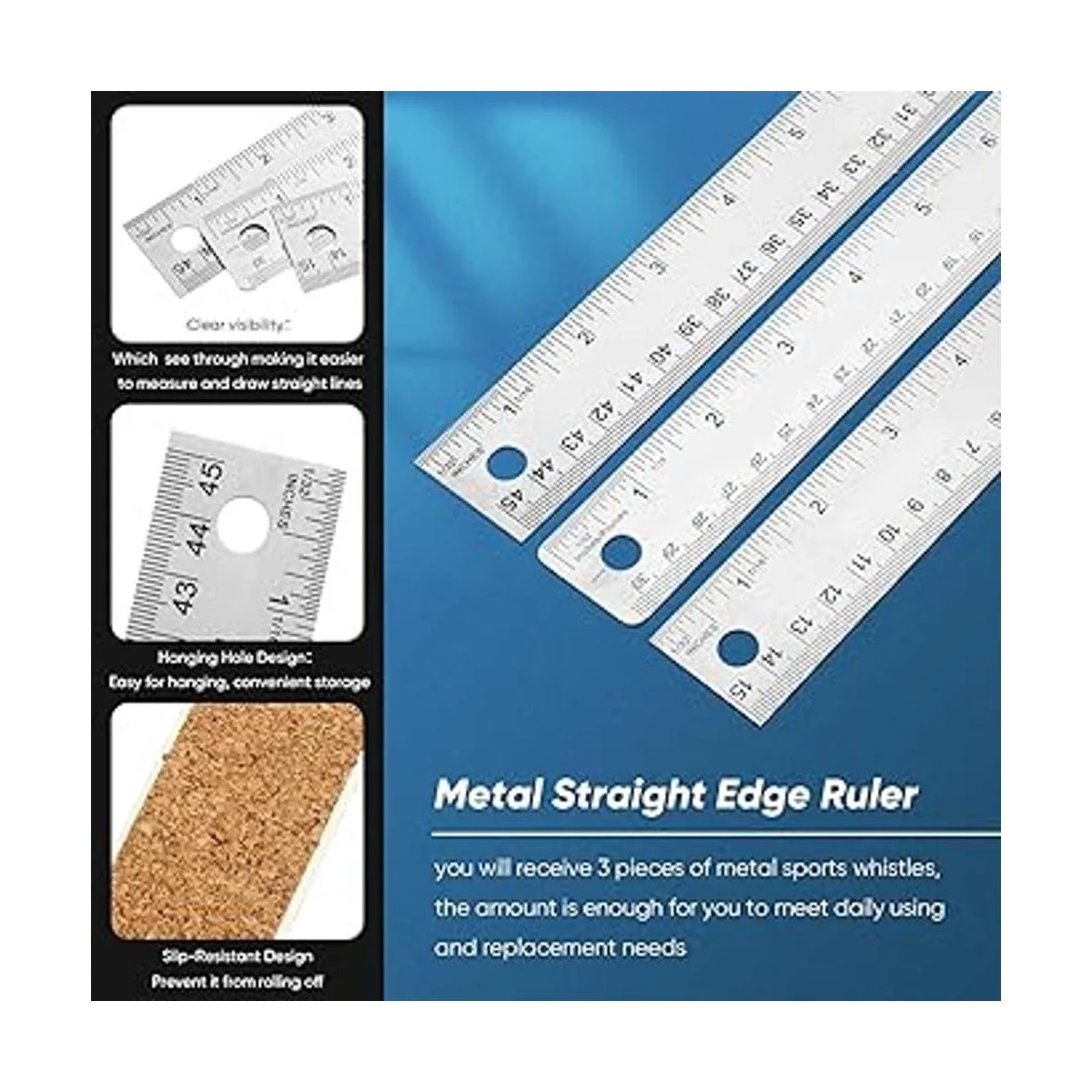 Regla de metal reglas de acero inoxidable con respaldo de_3