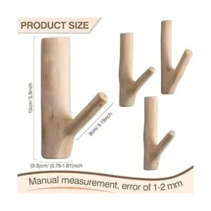 Gancho de pared de ramas de árbol de madera natural real_2